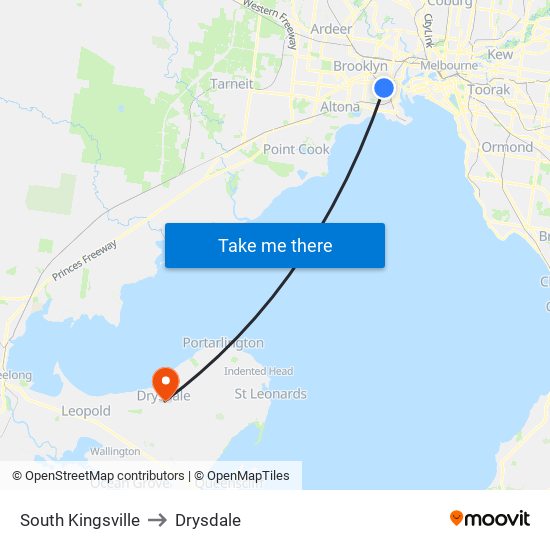 South Kingsville to Drysdale map