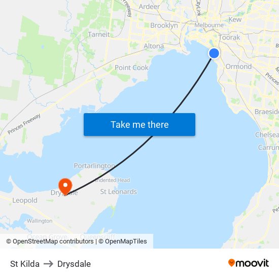 St Kilda to Drysdale map