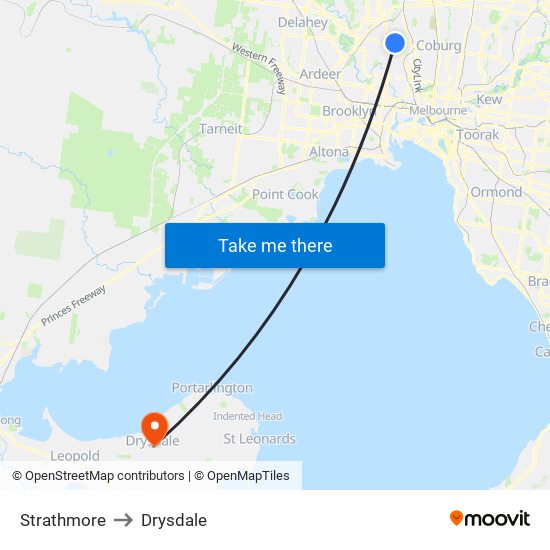 Strathmore to Drysdale map