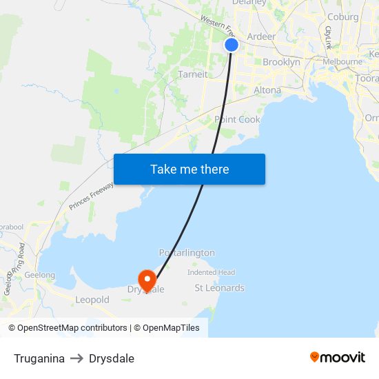 Truganina to Drysdale map