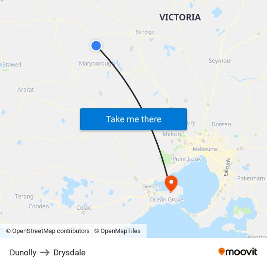 Dunolly to Drysdale map