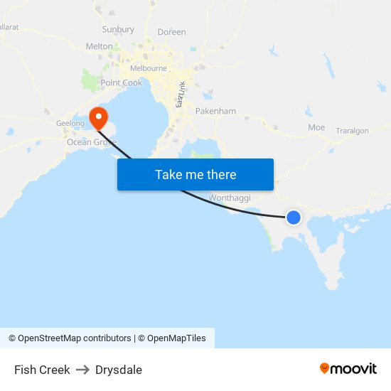 Fish Creek to Drysdale map