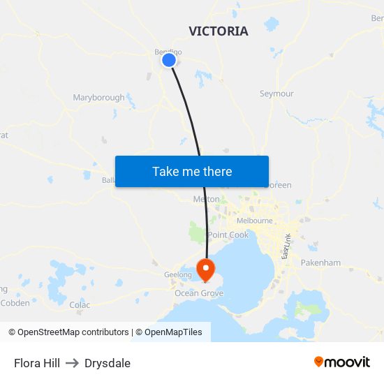 Flora Hill to Drysdale map