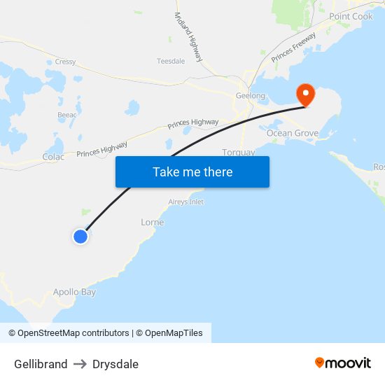 Gellibrand to Drysdale map