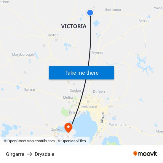 Girgarre to Drysdale map