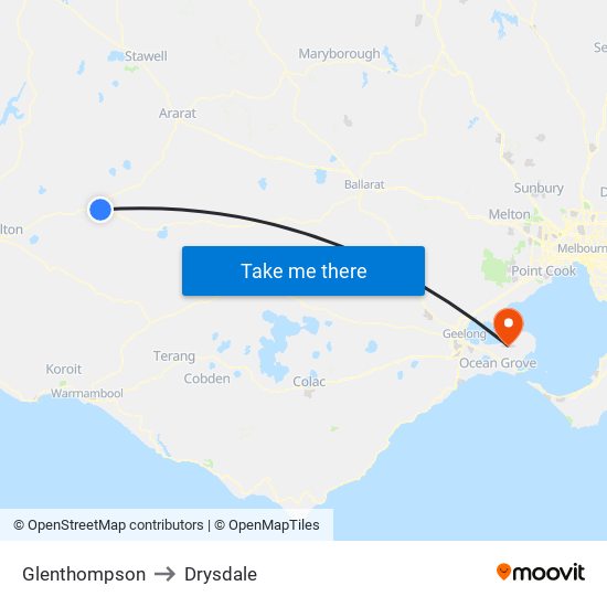 Glenthompson to Drysdale map