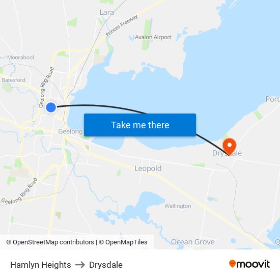 Hamlyn Heights to Drysdale map