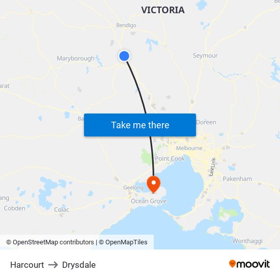 Harcourt to Drysdale map