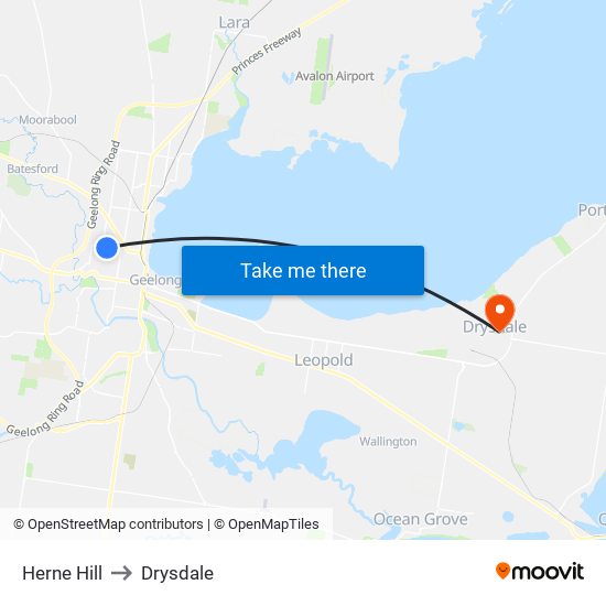 Herne Hill to Drysdale map