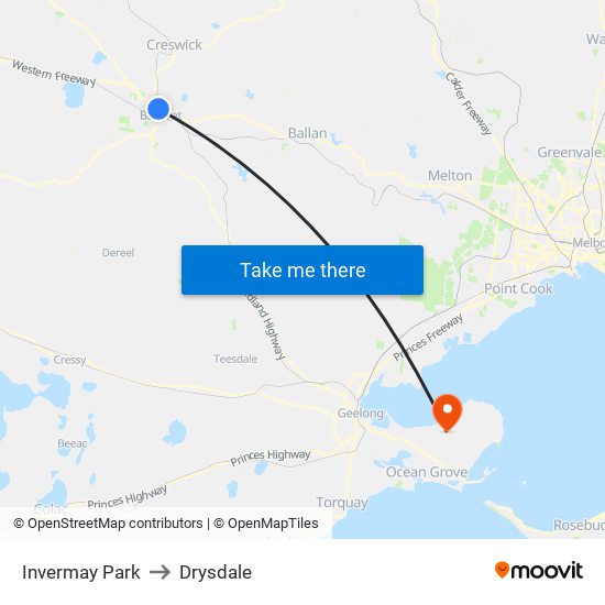 Invermay Park to Drysdale map