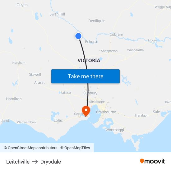 Leitchville to Drysdale map