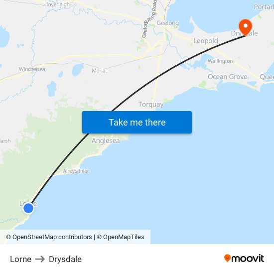 Lorne to Drysdale map