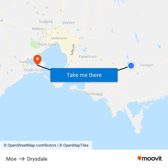 Moe to Drysdale map