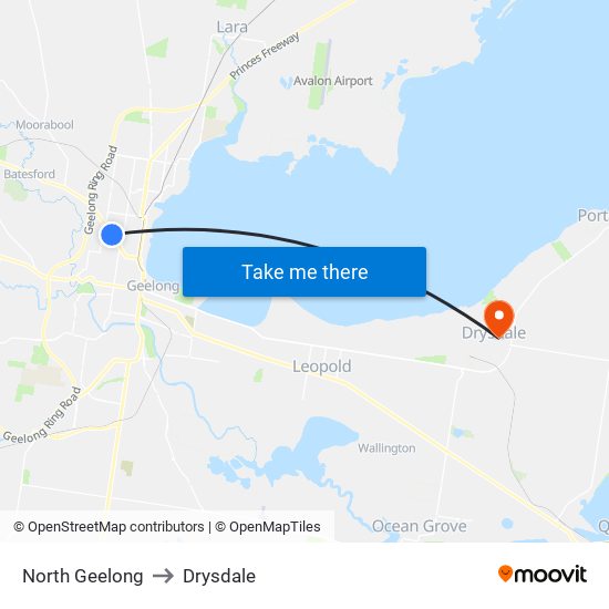 North Geelong to Drysdale map