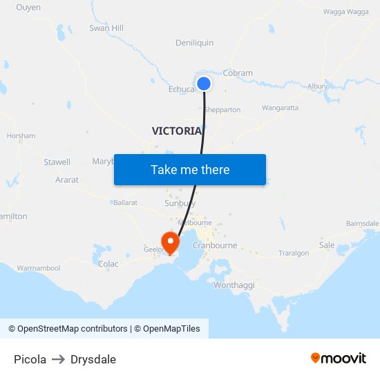 Picola to Drysdale map