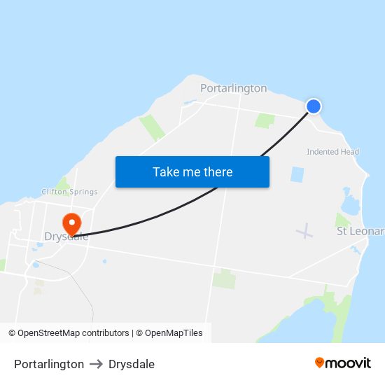 Portarlington to Drysdale map