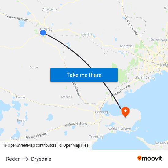 Redan to Drysdale map