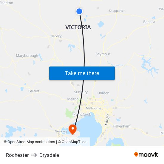 Rochester to Drysdale map