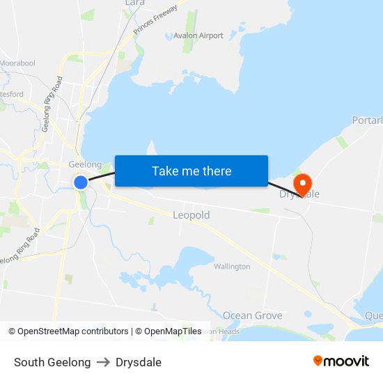 South Geelong to Drysdale map