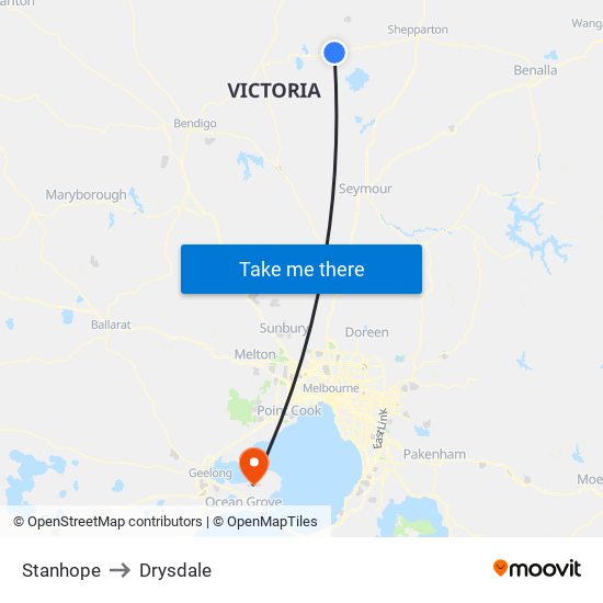 Stanhope to Drysdale map