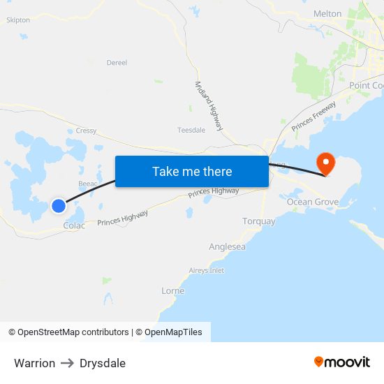 Warrion to Drysdale map