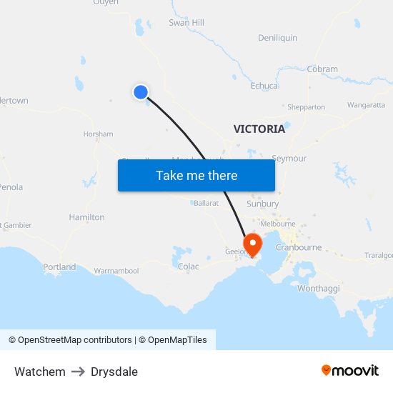 Watchem to Drysdale map