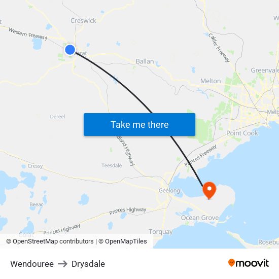 Wendouree to Drysdale map