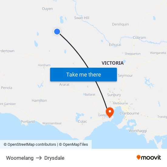 Woomelang to Drysdale map