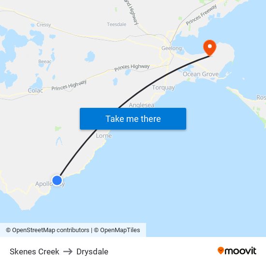 Skenes Creek to Drysdale map