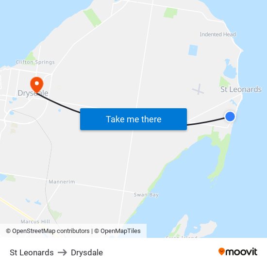 St Leonards to Drysdale map