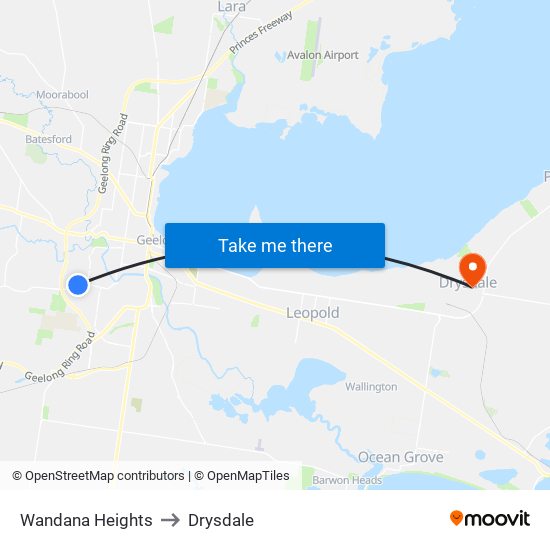 Wandana Heights to Drysdale map