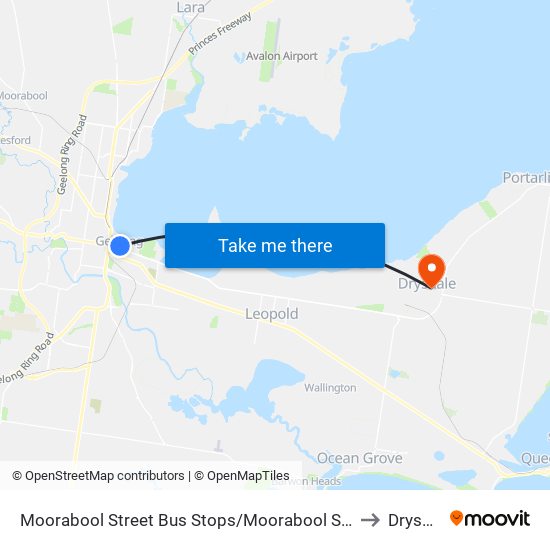 Moorabool Street Bus Stops/Moorabool St (Geelong) to Drysdale map