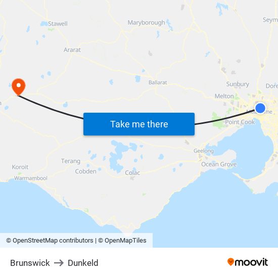 Brunswick to Dunkeld map