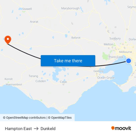 Hampton East to Dunkeld map