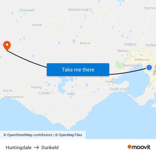 Huntingdale to Dunkeld map