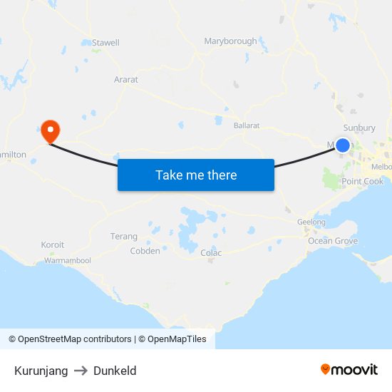 Kurunjang to Dunkeld map
