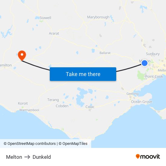 Melton to Dunkeld map