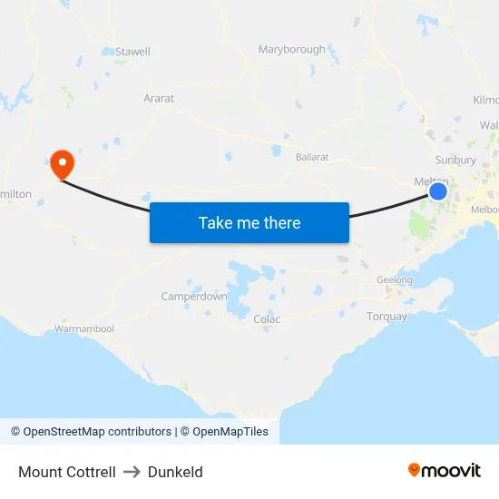 Mount Cottrell to Dunkeld map