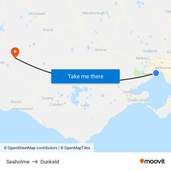 Seaholme to Dunkeld map