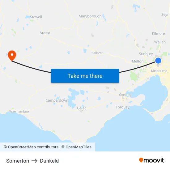 Somerton to Dunkeld map