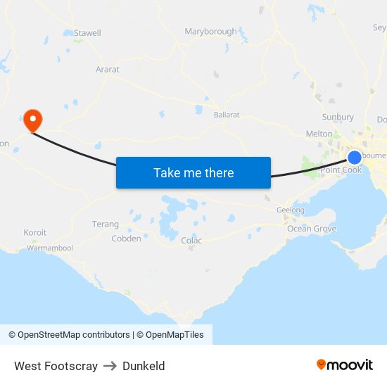 West Footscray to Dunkeld map