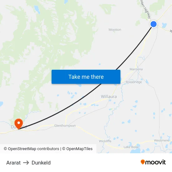Ararat to Dunkeld map