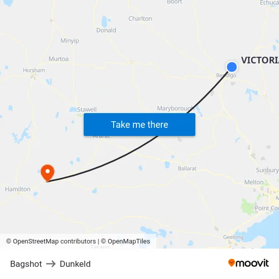 Bagshot to Dunkeld map