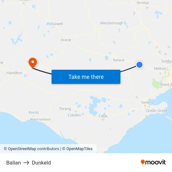 Ballan to Dunkeld map