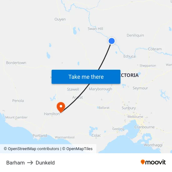 Barham to Dunkeld map