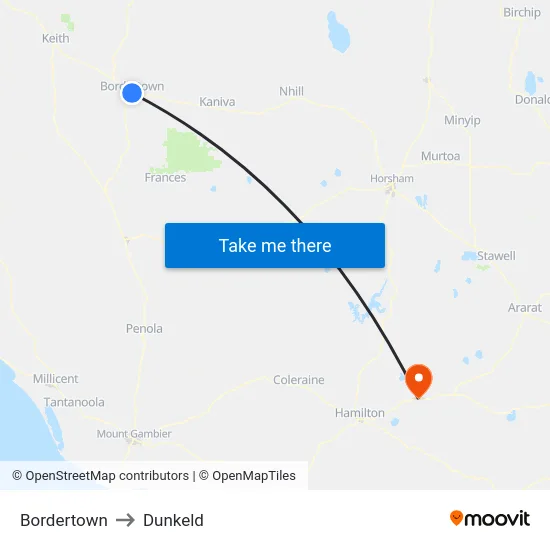 Bordertown to Dunkeld map