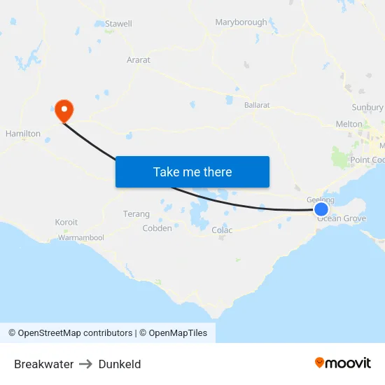Breakwater to Dunkeld map