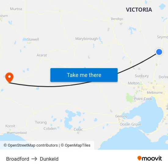 Broadford to Dunkeld map