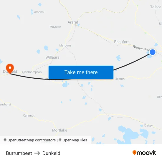 Burrumbeet to Dunkeld map