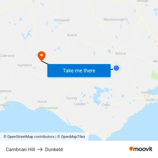 Cambrian Hill to Dunkeld map